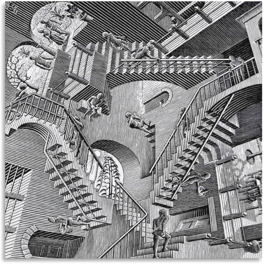 M.C Escher ポスター 額装 Amazon.co.jp: ポスター MC エッシャー 別世界 額装品 ウッド